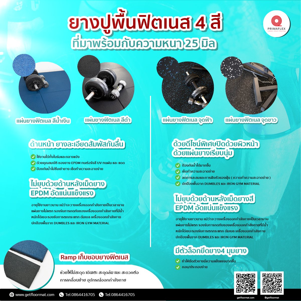 ปกป้องพื้น จาก ดัมเบล ด้วยยางปูพื้นฟิตเนส Getflootmat